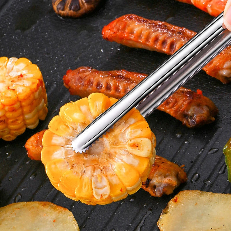 Grill Tongs Meat Cooking Utensils For BBQ Baking Silver Kitchen Accessories Camping Supplies Free Shipping Item Barbecue Clip - gostei ;)