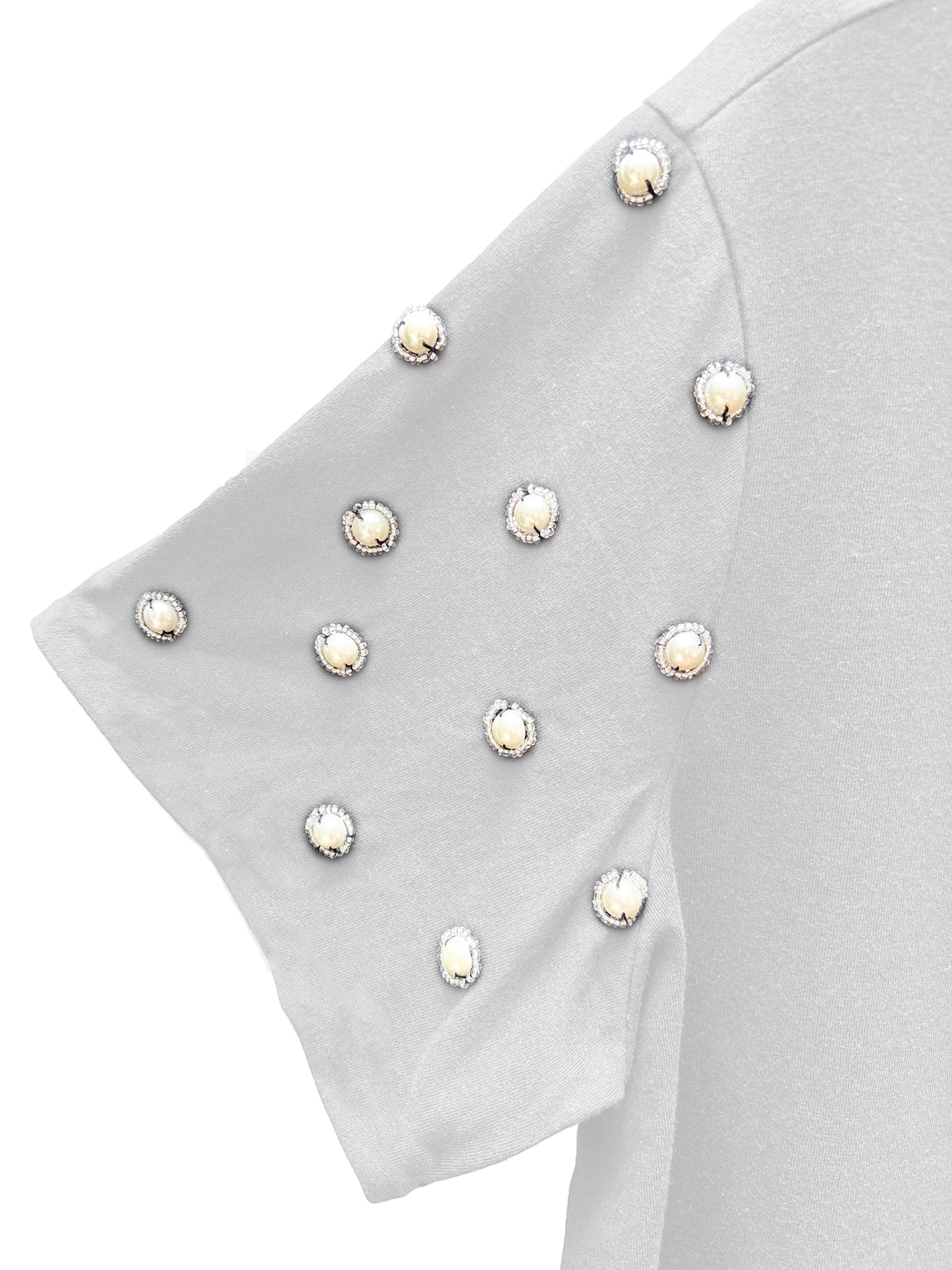 T-Shirt Pearl Shine Bordada à Mão: Elegância Exclusiva para Mulheres Poderosas [Ponto de Luz®]