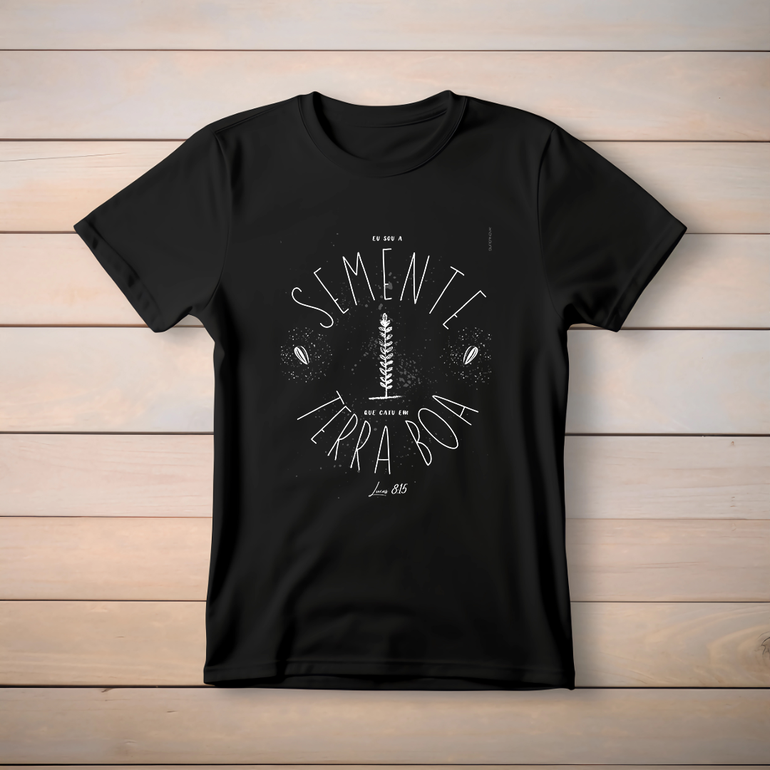Camiseta masculina SEMENTE: Vista Sua Fé com Estilo!     Supernova®
