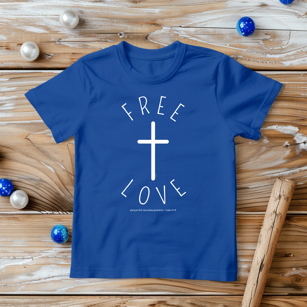 Camiseta Kids Free Love: Expressando Amor a Deus com Estilo!     Supernova®