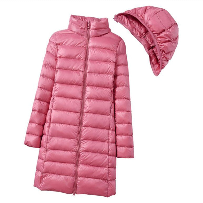 SEDUTMO Winter  Womens Down Jackets Long Ultra Light Thin Casual Coat Puffer Jacket Slim Remove Hooded Parka ED1275 - gostei ;)