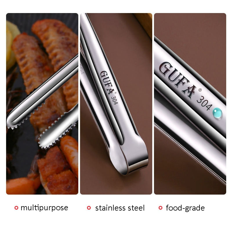 Grill Tongs Meat Cooking Utensils For BBQ Baking Silver Kitchen Accessories Camping Supplies Free Shipping Item Barbecue Clip - gostei ;)