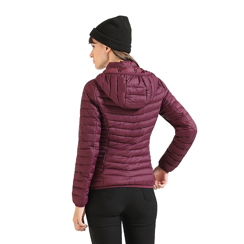 SANTELON Winter Parka Ultralight Padded Puffer Jacket For Women Coat With Hood Outdoor Warm Lightweight Outwear With Storage Bag - gostei ;)