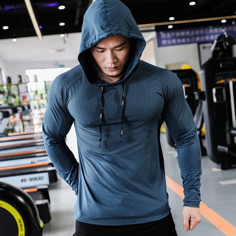 Mens Fitness Tracksuit Running Sport Hoodie Gym Joggers Hooded Outdoor Workout Athletic Clothing Muscle Training Sweatshirt Tops - gostei ;)