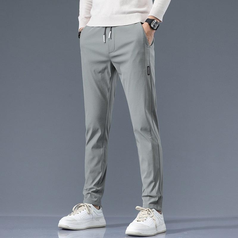 Stretch Casual Pants Men Classic Lightweight Slim Fit Trousers for Men Summer Straight Drawstring Joggers Solid khaki Pants Male - gostei ;)