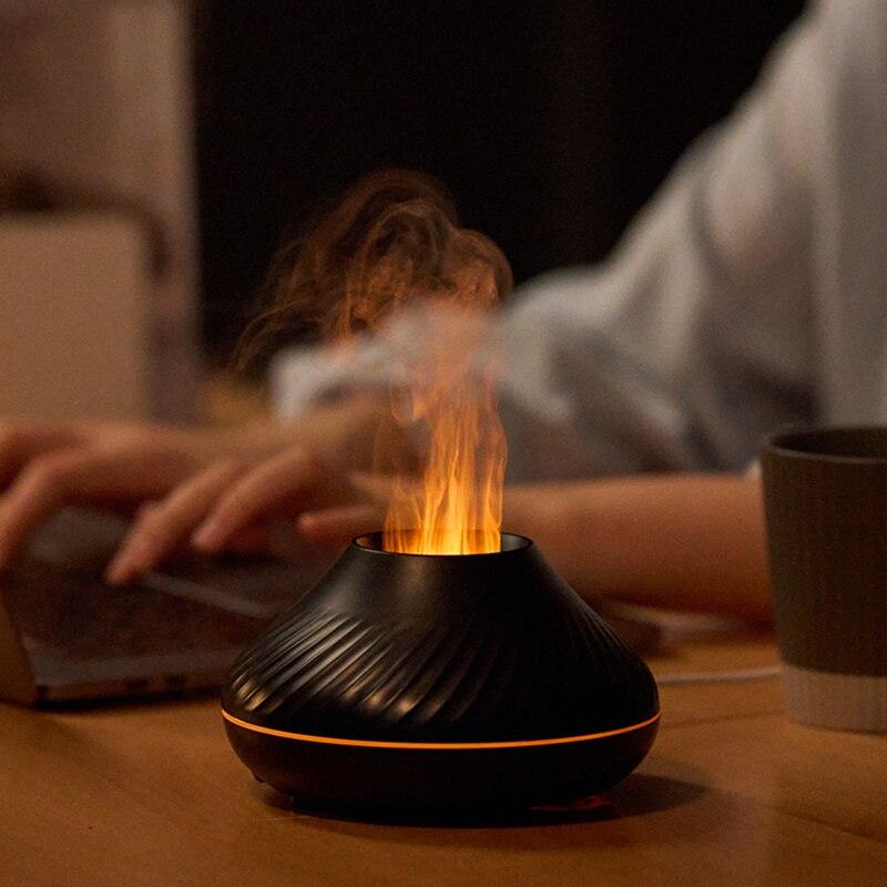 Flame Aromatherapy Humidifier Nordic Desktop Home Style Atmosphere Light High Fog Quiet Small Space and Saving - gostei ;)