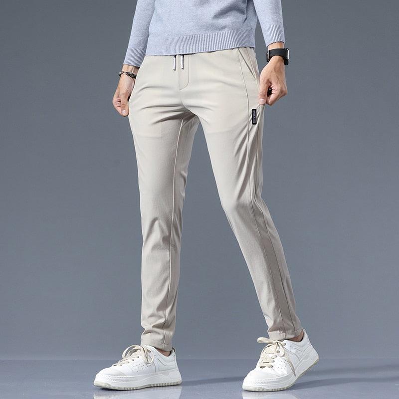 Stretch Casual Pants Men Classic Lightweight Slim Fit Trousers for Men Summer Straight Drawstring Joggers Solid khaki Pants Male - gostei ;)